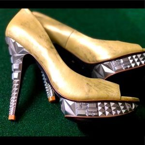 Rachel Roy Platform Chrome Heels